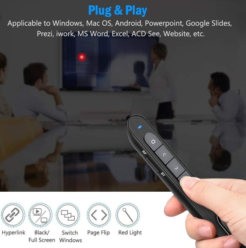 ياتاو جهاز تحكم عن بعد للعروض التقديمية، منفذ USB-C/A، مؤشر 2 في 1، جهاز تحكم عن بعد لبرنامج PowerPoint، منفذ USB/Type-C لتمرير الشرائح، التحكم في مستوى الصوت/الارتباط التشعبي/تبديل النوافذ (البطارية مرفقة) - Image 4